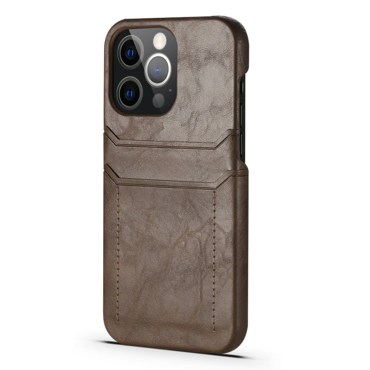 For iPhone 13 Calf Texture PU + PC Protective Case with Card Slots