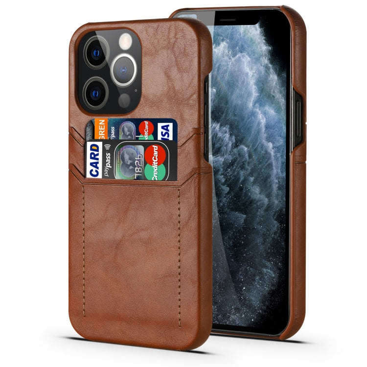 For iPhone 13 Calf Texture PU + PC Protective Case with Card Slots