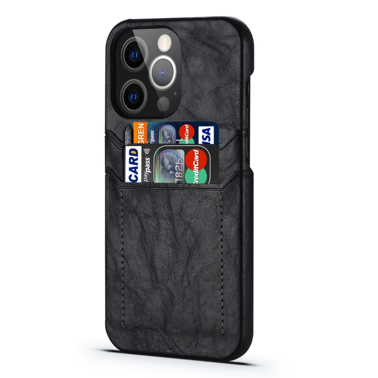 For iPhone 13 Pro Calf Texture PU + PC Protective Case with Card Slots