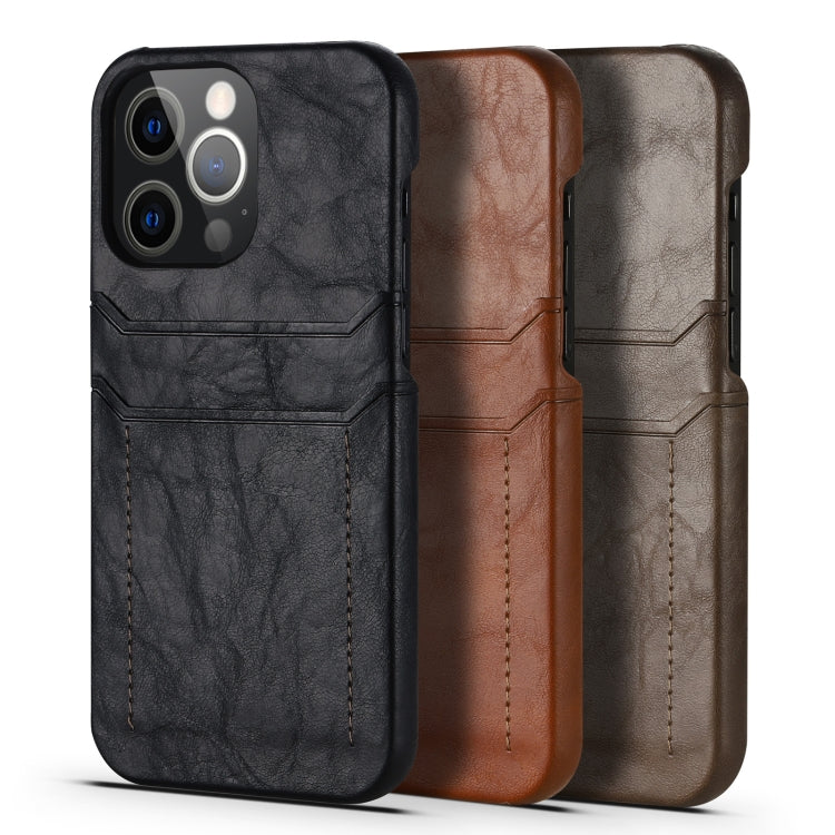 For iPhone 13 Pro Calf Texture PU + PC Protective Case with Card Slots