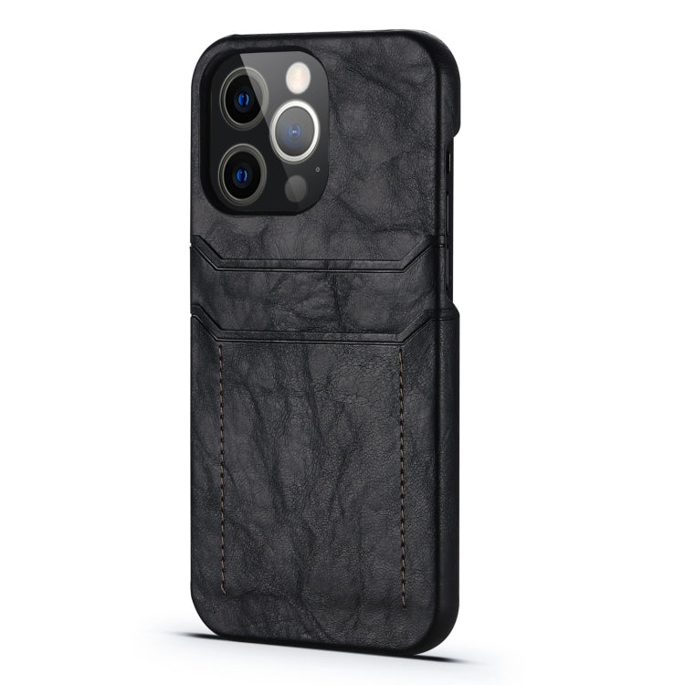 For iPhone 13 Pro Max Calf Texture PU + PC Protective Case with Card Slots