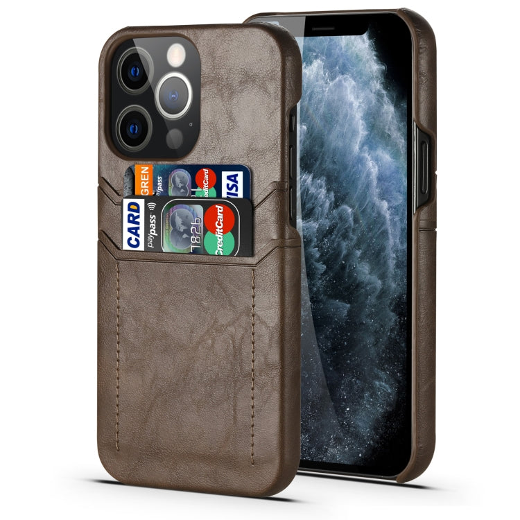 For iPhone 13 Pro Max Calf Texture PU + PC Protective Case with Card Slots