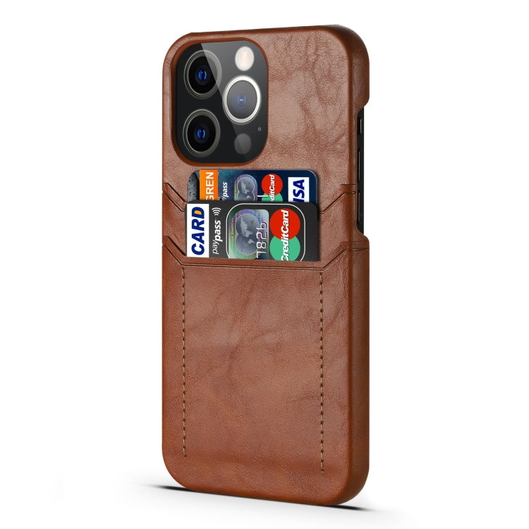 For iPhone 13 Pro Max Calf Texture PU + PC Protective Case with Card Slots