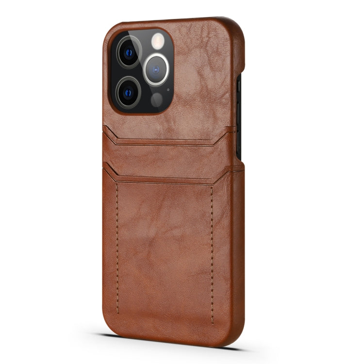For iPhone 13 Pro Max Calf Texture PU + PC Protective Case with Card Slots