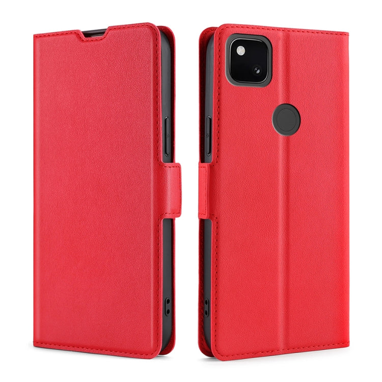 For Google Pixel 4a Ultra-thin Voltage Side Buckle PU + TPU Horizontal Flip Leather Case with Holder & Card Slot