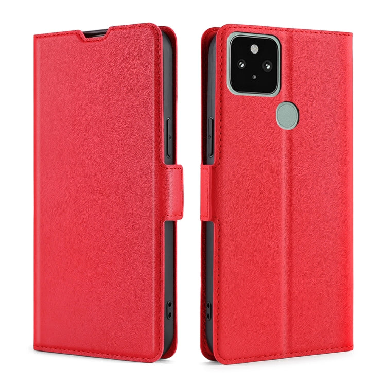 For Google Pixel 5 Ultra-thin Voltage Side Buckle PU + TPU Horizontal Flip Leather Case with Holder & Card Slot