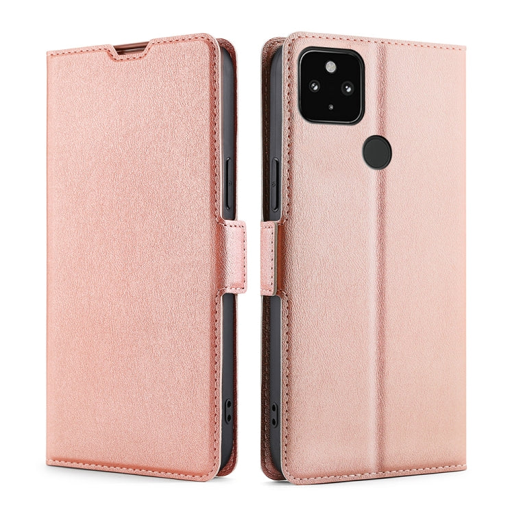 For Google Pixel 5 XL 4G & 5G / Pixel 4a 5G Ultra-thin Voltage Side Buckle PU + TPU Horizontal Flip Leather Case with Holder & Card Slot