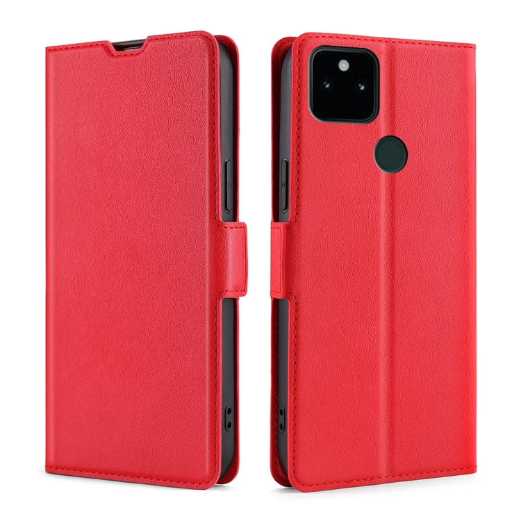 For Google Pixel 5a Ultra-thin Voltage Side Buckle PU + TPU Horizontal Flip Leather Case with Holder & Card Slot