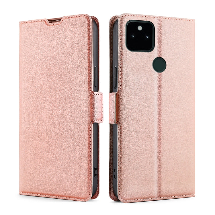 For Google Pixel 5a Ultra-thin Voltage Side Buckle PU + TPU Horizontal Flip Leather Case with Holder & Card Slot
