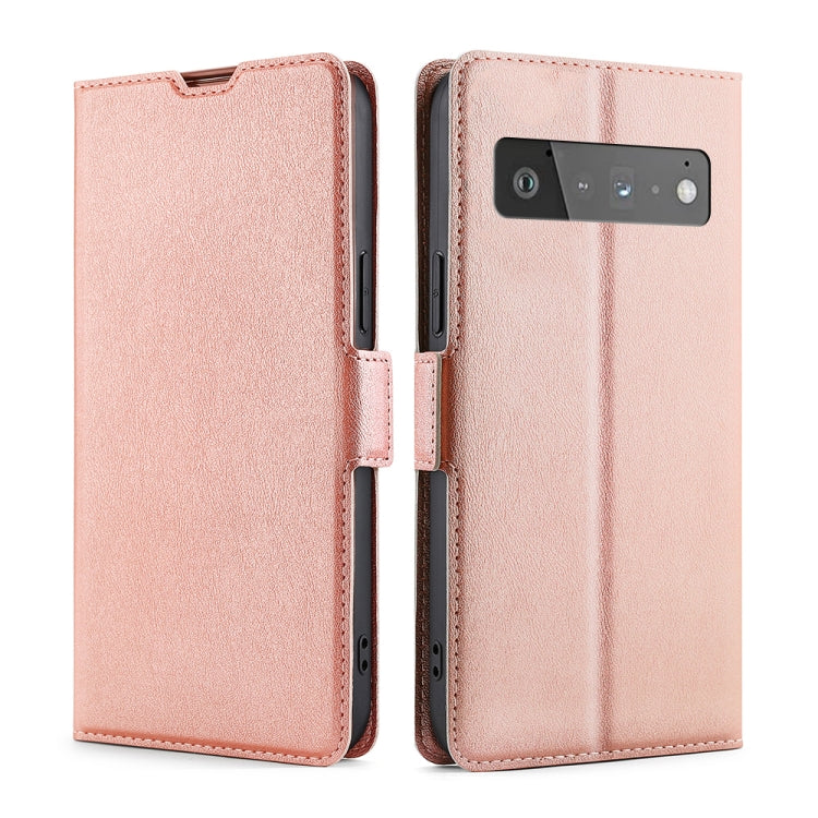 For Google Pixel 6 Pro Ultra-thin Voltage Side Buckle PU + TPU Horizontal Flip Leather Case with Holder & Card Slot