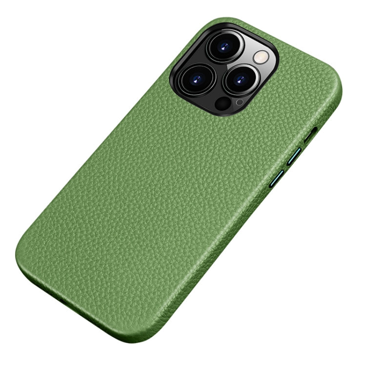 For iPhone 13 Pro Max Litchi Texture Top Layer Cowhide Leather Back Cover Shockproof Case