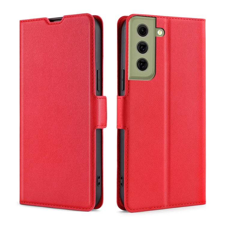 For Samsung Galaxy S21 FE 5G Ultra-thin Voltage Side Buckle PU + TPU Horizontal Flip Leather Case with Holder & Card Slot