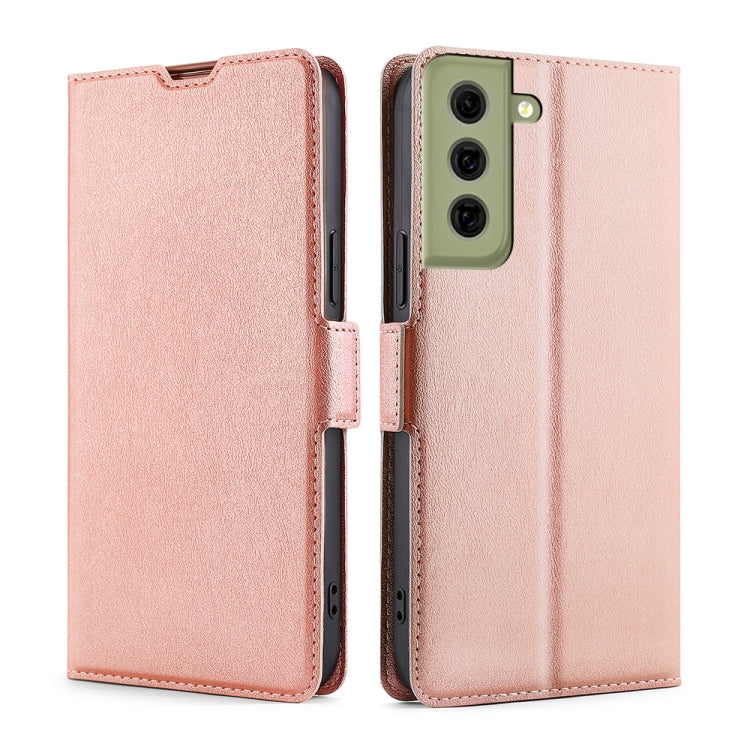 For Samsung Galaxy S21 FE 5G Ultra-thin Voltage Side Buckle PU + TPU Horizontal Flip Leather Case with Holder & Card Slot