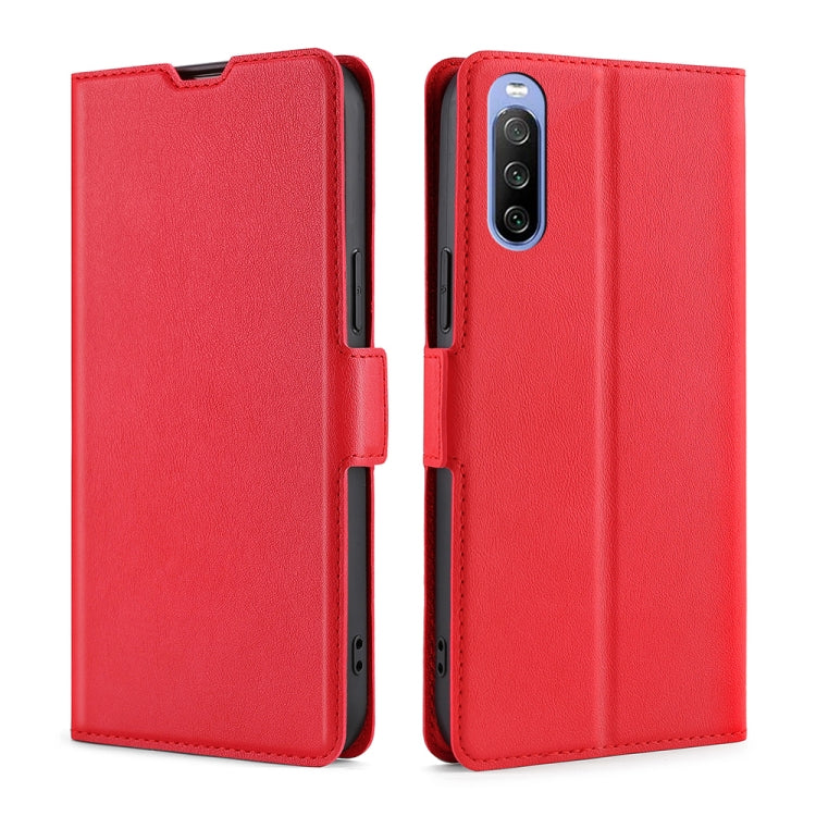 For Sony Xperia 10 III Ultra-thin Voltage Side Buckle PU + TPU Horizontal Flip Leather Case with Holder & Card Slot