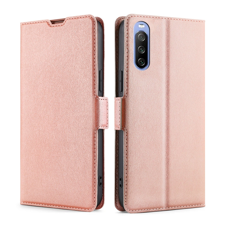 For Sony Xperia 10 III Ultra-thin Voltage Side Buckle PU + TPU Horizontal Flip Leather Case with Holder & Card Slot