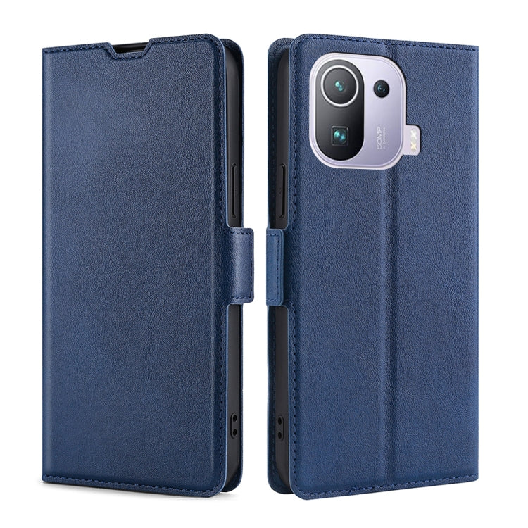 For Xiaomi Mi 11 Pro Ultra-thin Voltage Side Buckle PU + TPU Horizontal Flip Leather Case with Holder & Card Slot