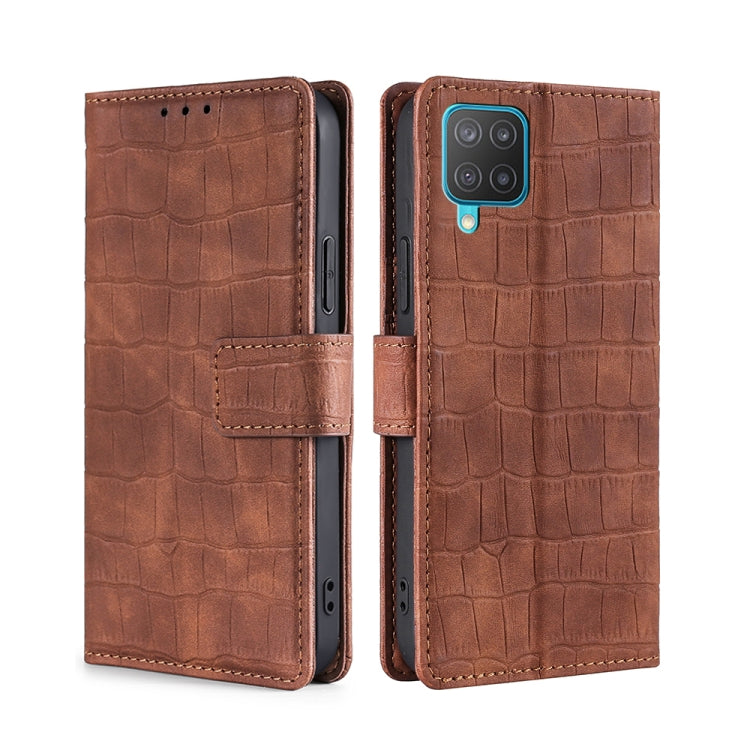 For Samsung Galaxy M12 / F12 Skin Feel Crocodile Texture Magnetic Clasp Horizontal Flip PU Leather Case with Holder & Card Slots & Wallet