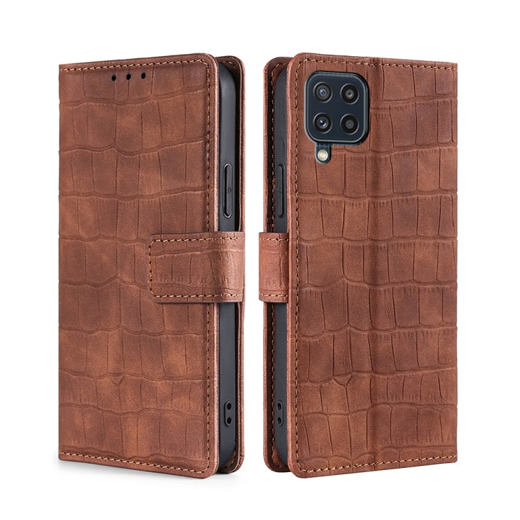 For Samsung Galaxy M32 Skin Feel Crocodile Texture Magnetic Clasp Horizontal Flip PU Leather Case with Holder & Card Slots & Wallet