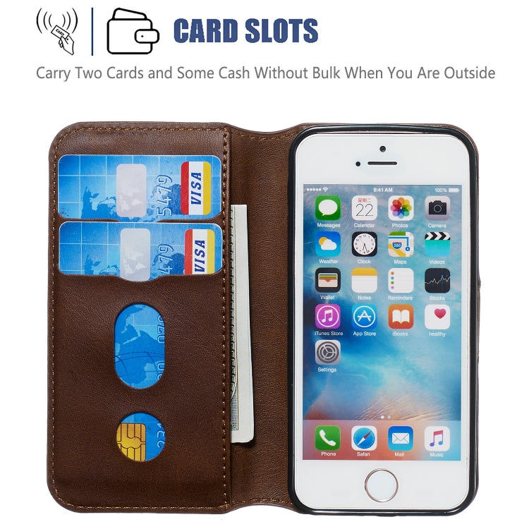 For iPhone 5 Solid Color Buckle Horizontal Flip Leather Case with Wallet & Holder & Card Slots
