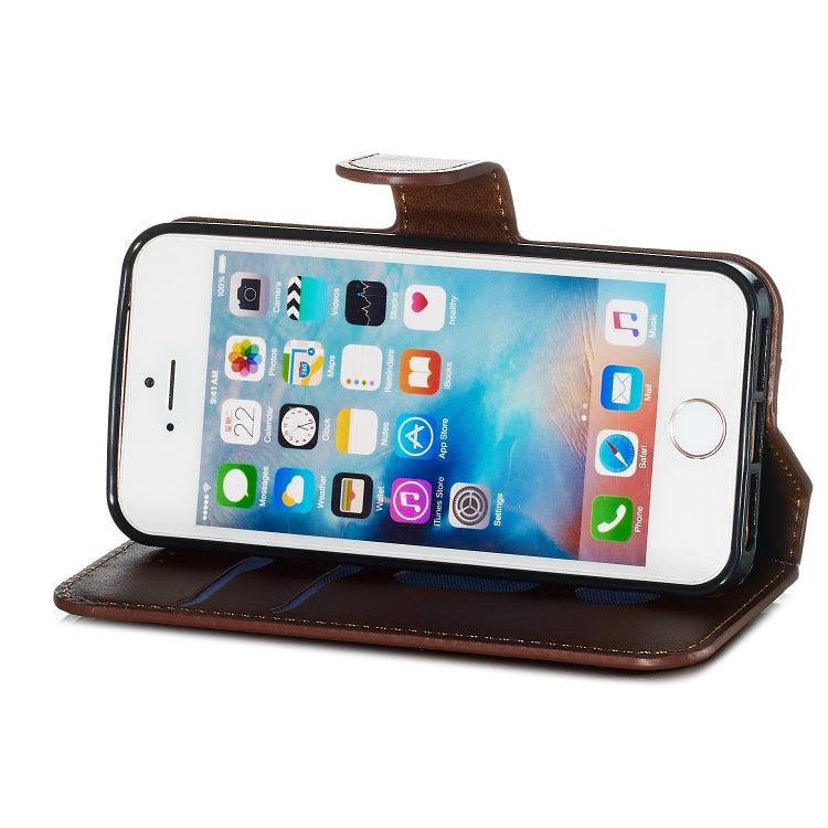 For iPhone 5 Solid Color Buckle Horizontal Flip Leather Case with Wallet & Holder & Card Slots