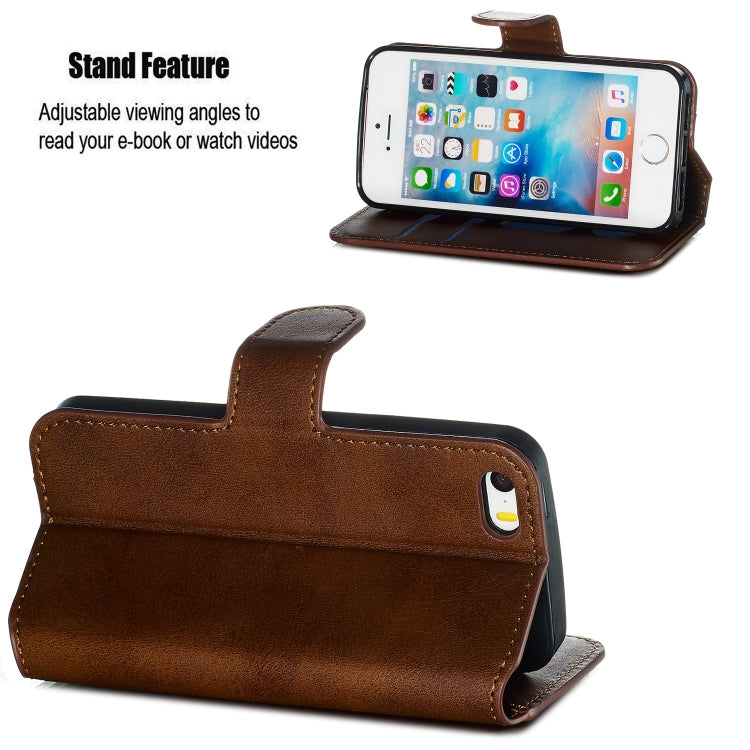 For iPhone 5 Solid Color Buckle Horizontal Flip Leather Case with Wallet & Holder & Card Slots