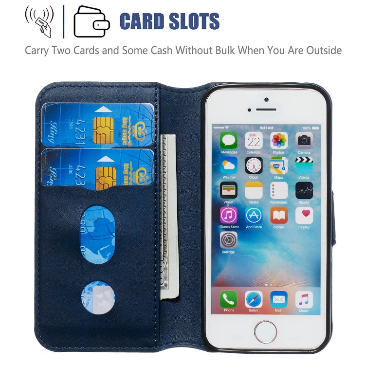 For iPhone 5 Solid Color Buckle Horizontal Flip Leather Case with Wallet & Holder & Card Slots