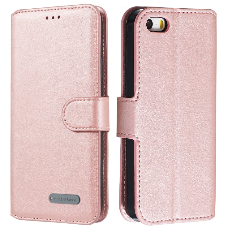 For iPhone 5 Solid Color Buckle Horizontal Flip Leather Case with Wallet & Holder & Card Slots