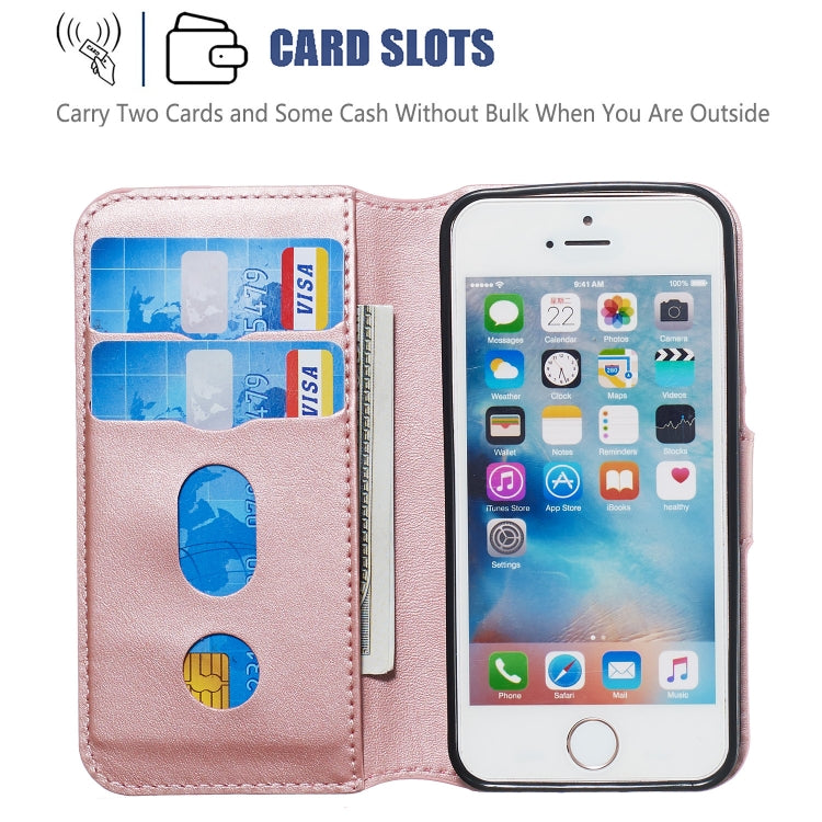 For iPhone 5 Solid Color Buckle Horizontal Flip Leather Case with Wallet & Holder & Card Slots