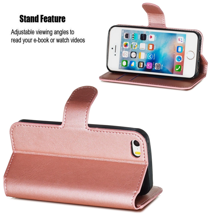 For iPhone 5 Solid Color Buckle Horizontal Flip Leather Case with Wallet & Holder & Card Slots