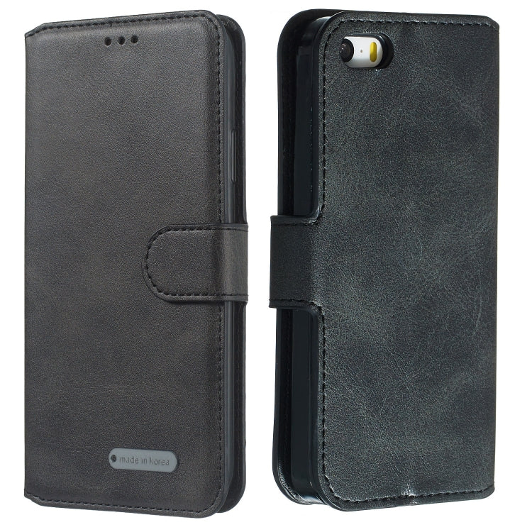 For iPhone 5 Solid Color Buckle Horizontal Flip Leather Case with Wallet & Holder & Card Slots