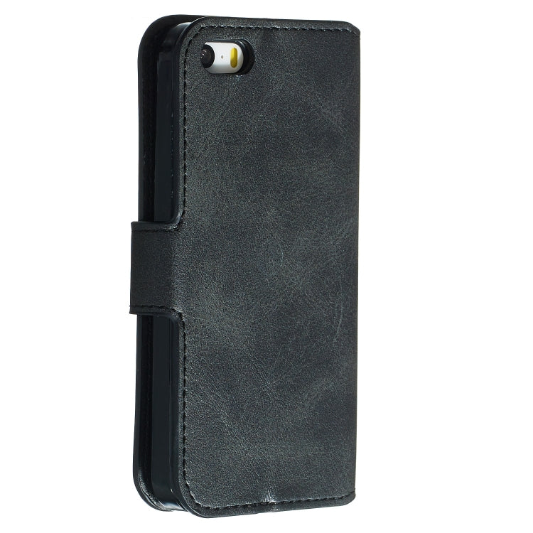 For iPhone 5 Solid Color Buckle Horizontal Flip Leather Case with Wallet & Holder & Card Slots