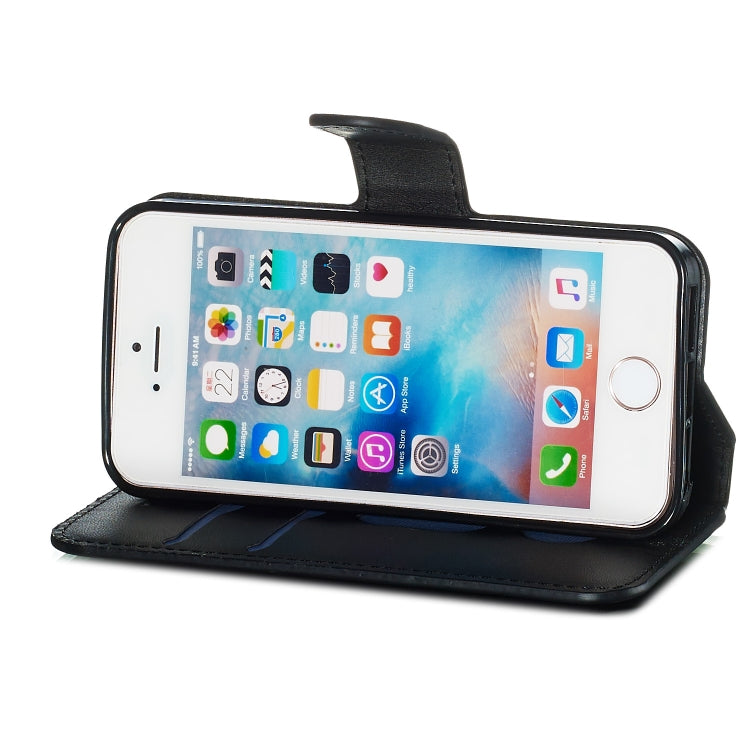 For iPhone 5 Solid Color Buckle Horizontal Flip Leather Case with Wallet & Holder & Card Slots