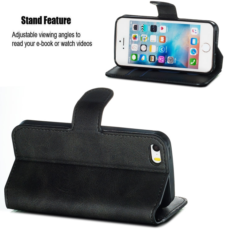 For iPhone 5 Solid Color Buckle Horizontal Flip Leather Case with Wallet & Holder & Card Slots