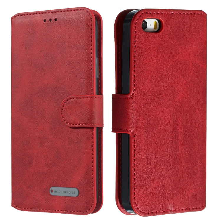 For iPhone 5 Solid Color Buckle Horizontal Flip Leather Case with Wallet & Holder & Card Slots
