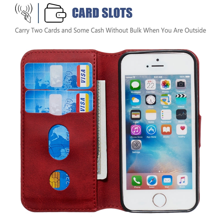 For iPhone 5 Solid Color Buckle Horizontal Flip Leather Case with Wallet & Holder & Card Slots