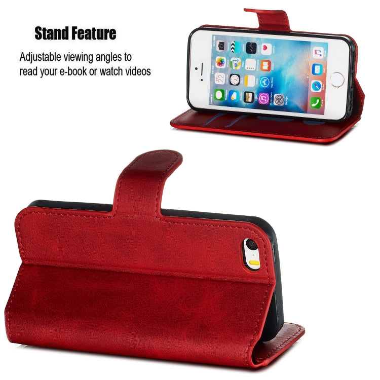 For iPhone 5 Solid Color Buckle Horizontal Flip Leather Case with Wallet & Holder & Card Slots