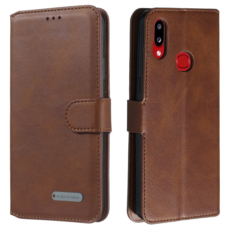 For Galaxy A10s Solid Color Buckle Horizontal Flip Leather Case with Wallet & Holder & Card Slots