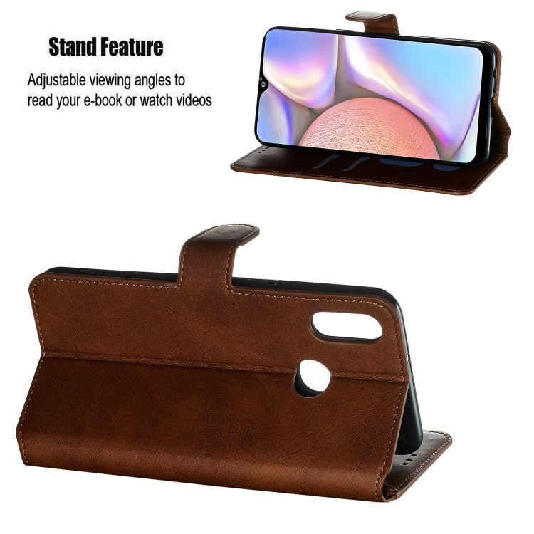 For Galaxy A10s Solid Color Buckle Horizontal Flip Leather Case with Wallet & Holder & Card Slots