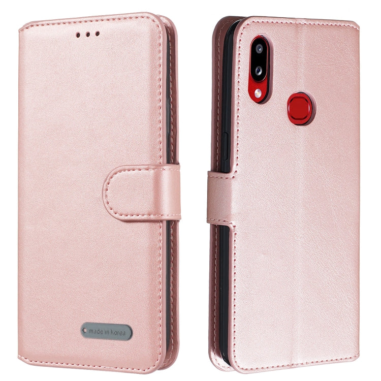 For Galaxy A10s Solid Color Buckle Horizontal Flip Leather Case with Wallet & Holder & Card Slots