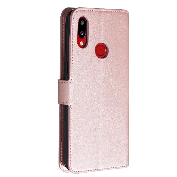 For Galaxy A10s Solid Color Buckle Horizontal Flip Leather Case with Wallet & Holder & Card Slots
