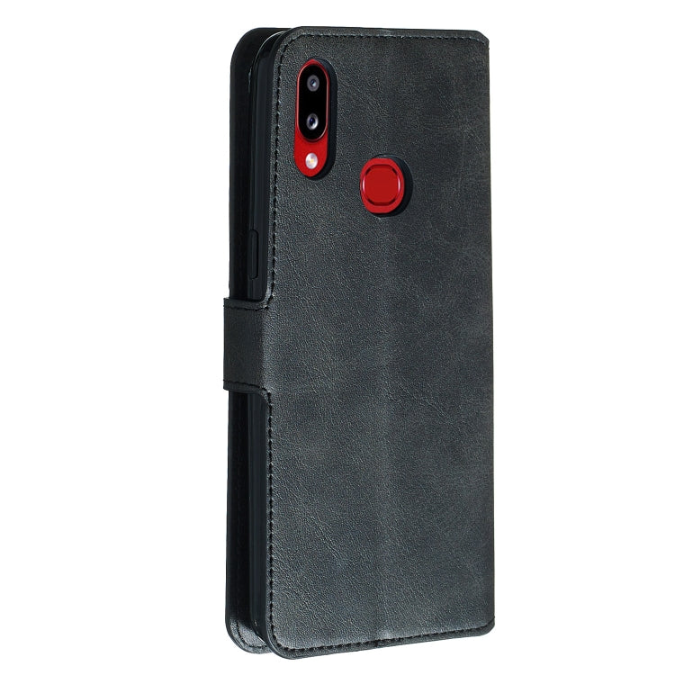 For Galaxy A10s Solid Color Buckle Horizontal Flip Leather Case with Wallet & Holder & Card Slots