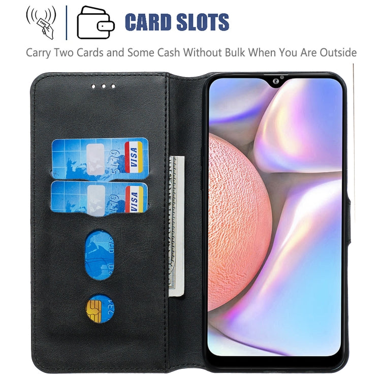 For Galaxy A10s Solid Color Buckle Horizontal Flip Leather Case with Wallet & Holder & Card Slots