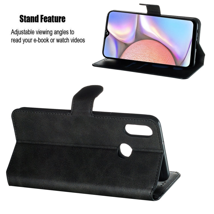 For Galaxy A10s Solid Color Buckle Horizontal Flip Leather Case with Wallet & Holder & Card Slots
