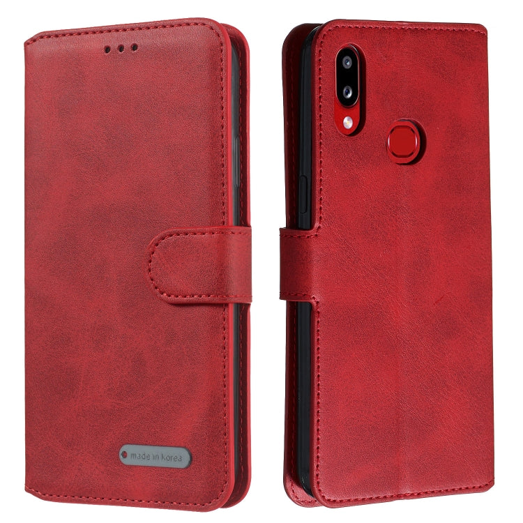 For Galaxy A10s Solid Color Buckle Horizontal Flip Leather Case with Wallet & Holder & Card Slots