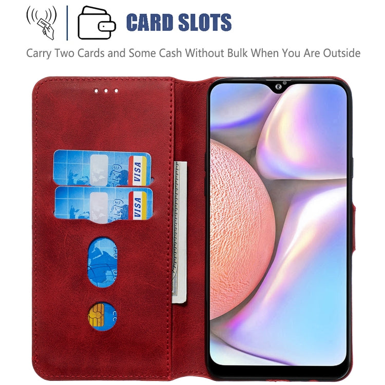 For Galaxy A10s Solid Color Buckle Horizontal Flip Leather Case with Wallet & Holder & Card Slots