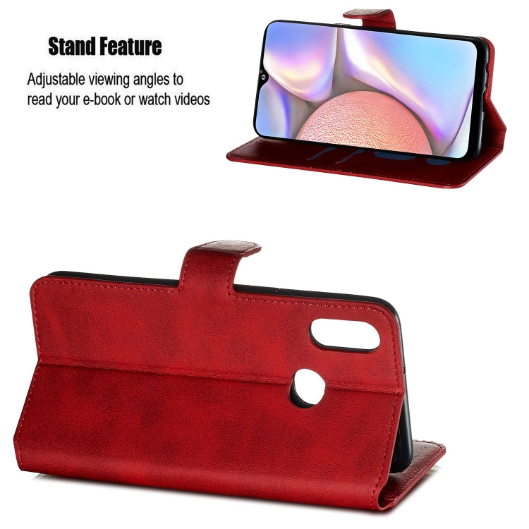 For Galaxy A10s Solid Color Buckle Horizontal Flip Leather Case with Wallet & Holder & Card Slots