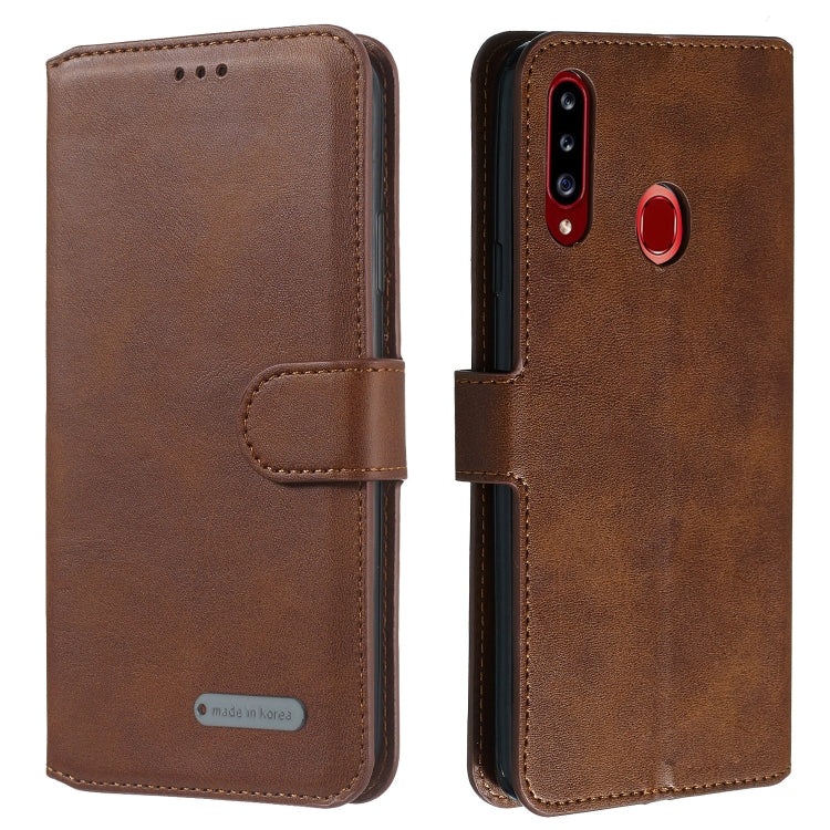 For Galaxy A20s Solid Color Buckle Horizontal Flip Leather Case with Wallet & Holder & Card Slots
