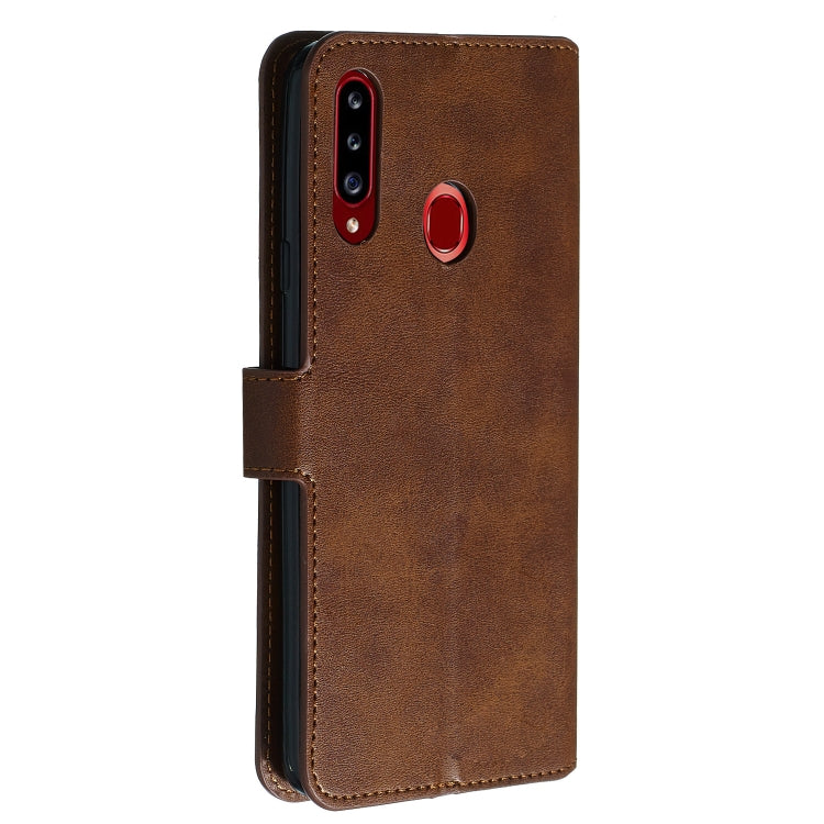 For Galaxy A20s Solid Color Buckle Horizontal Flip Leather Case with Wallet & Holder & Card Slots