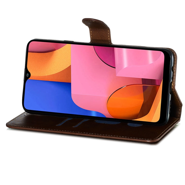 For Galaxy A20s Solid Color Buckle Horizontal Flip Leather Case with Wallet & Holder & Card Slots