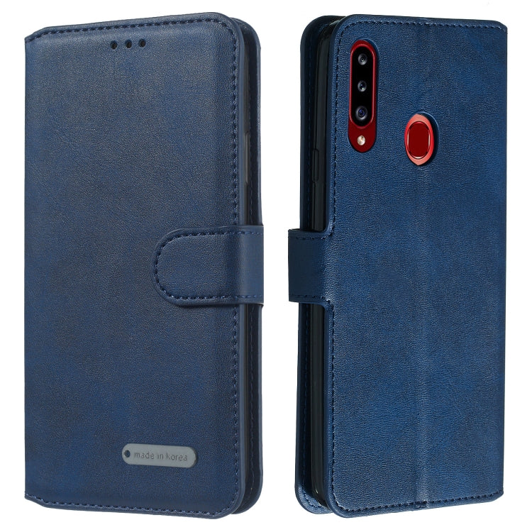 For Galaxy A20s Solid Color Buckle Horizontal Flip Leather Case with Wallet & Holder & Card Slots